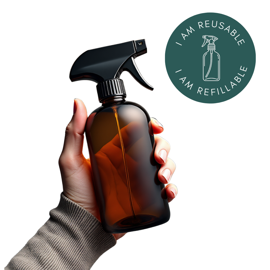 Amber Glass Bottle - Refillable & Reusable (16 ounces)