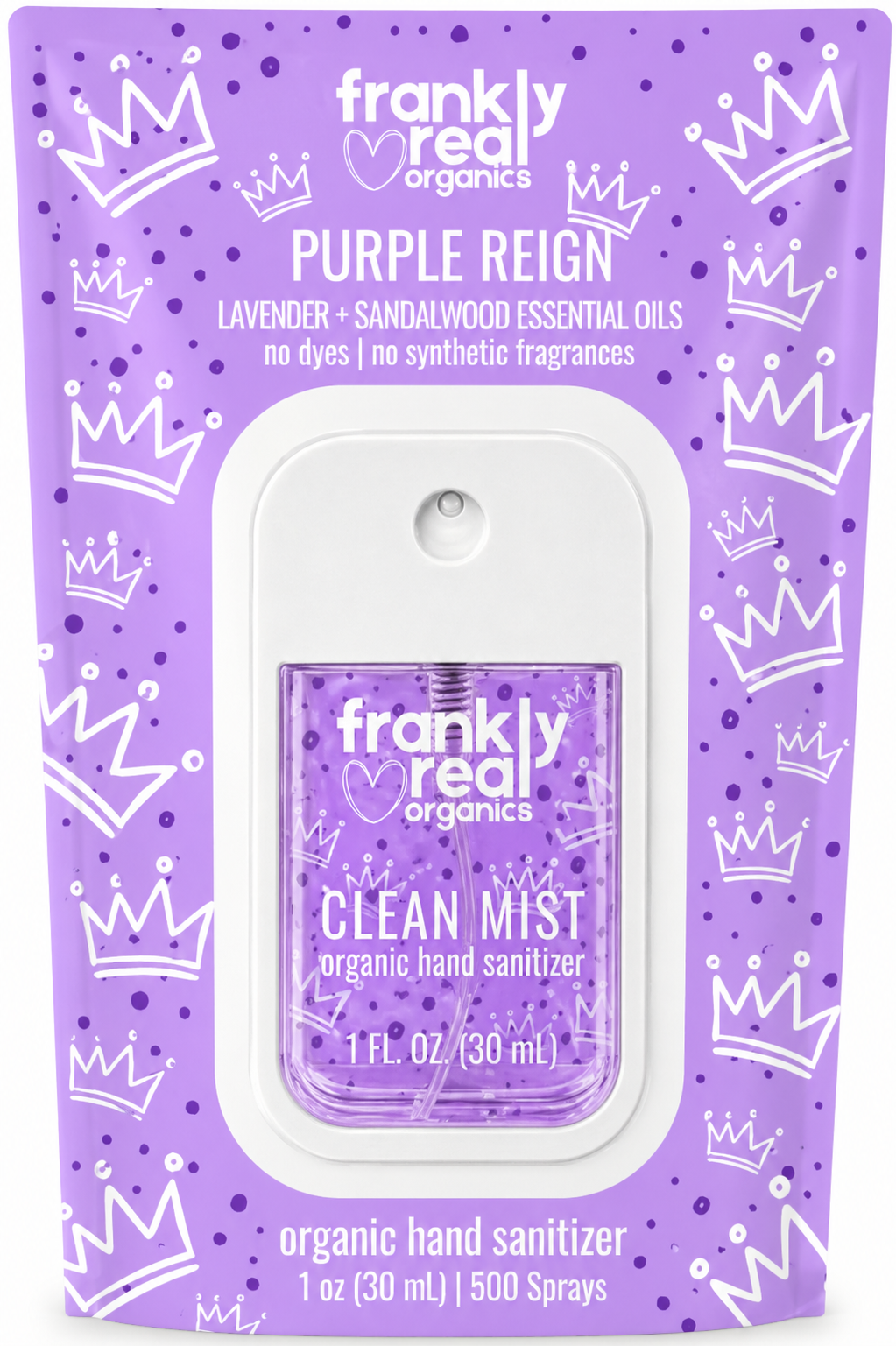 Organic Hand Sanitizer Spray – Lavender + Sandalwood – Purple Reign – 30 mL | Clean Mist™