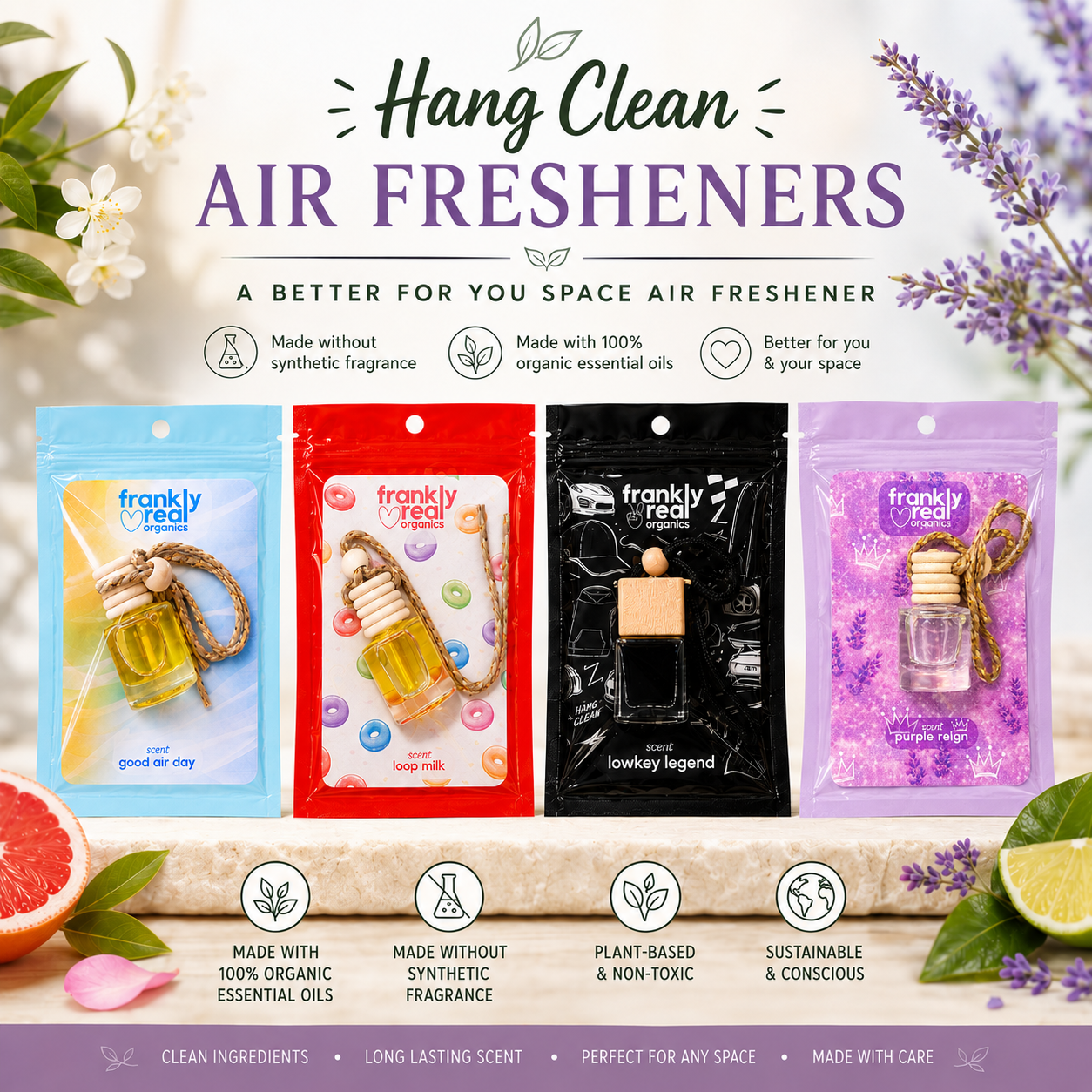Hang Clean™ Organic Air Freshener – Citrus + Pine “Lowkey Legend” (Signature Scent) 8ml