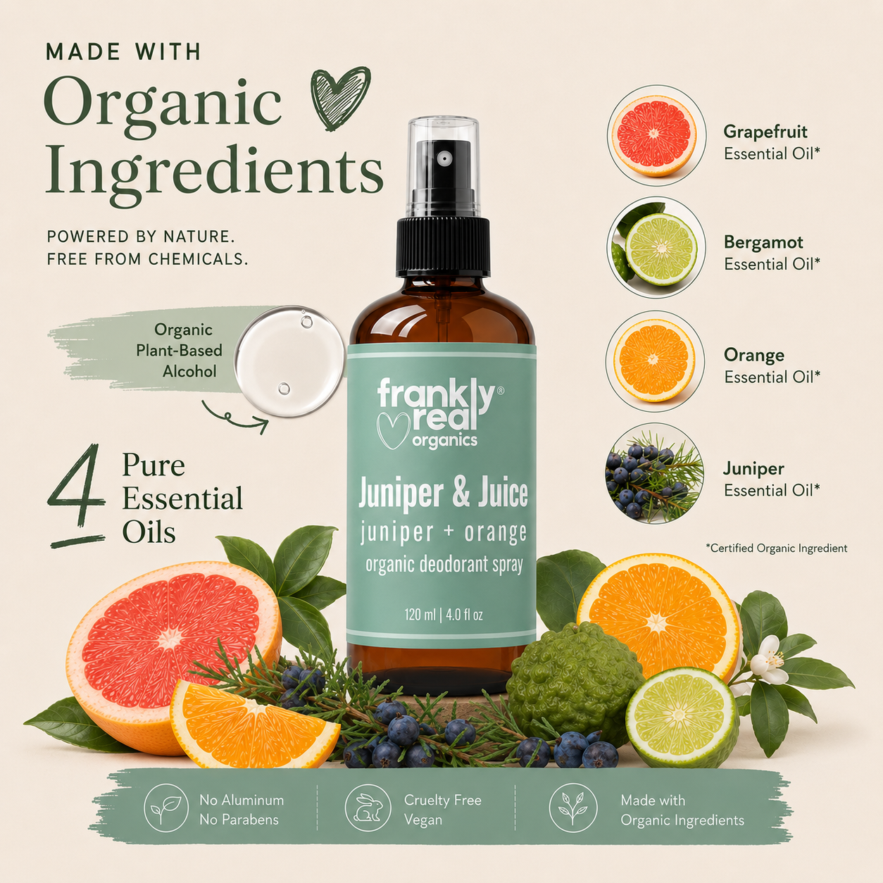 Juniper & Juice  Organic Deodorant Spray - Juniper + Orange