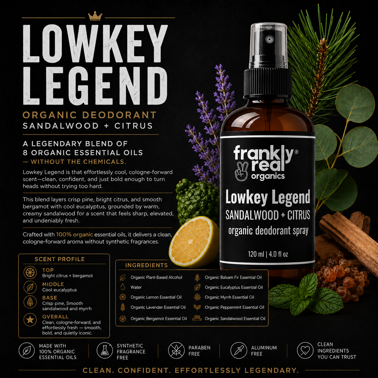 Lowkey Legend Organic Deodorant - Sandalwood + Citrus
