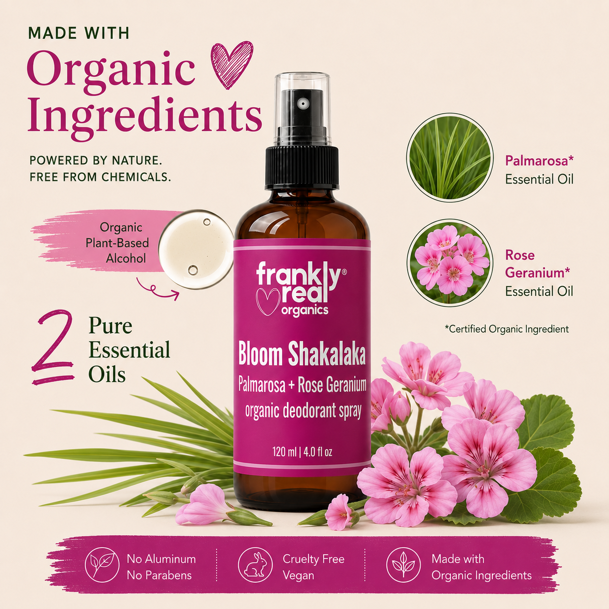 Bloom Shakalaka Organic Deodorant  - Palmarosa + Rose Geranium