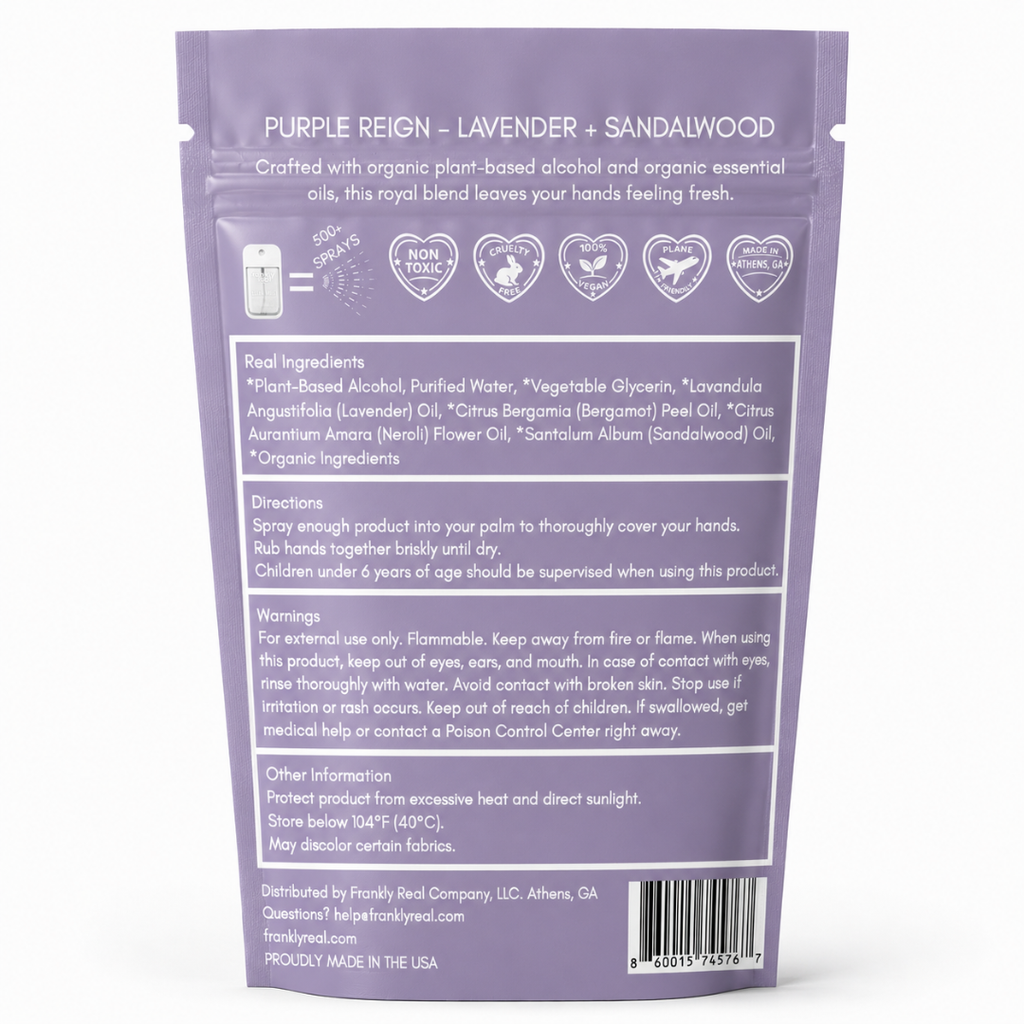 Wholesale - Organic Hand Cleanser Spray – Lavender + Sandalwood – Purple Reign – 34 mL | Clean Mist™