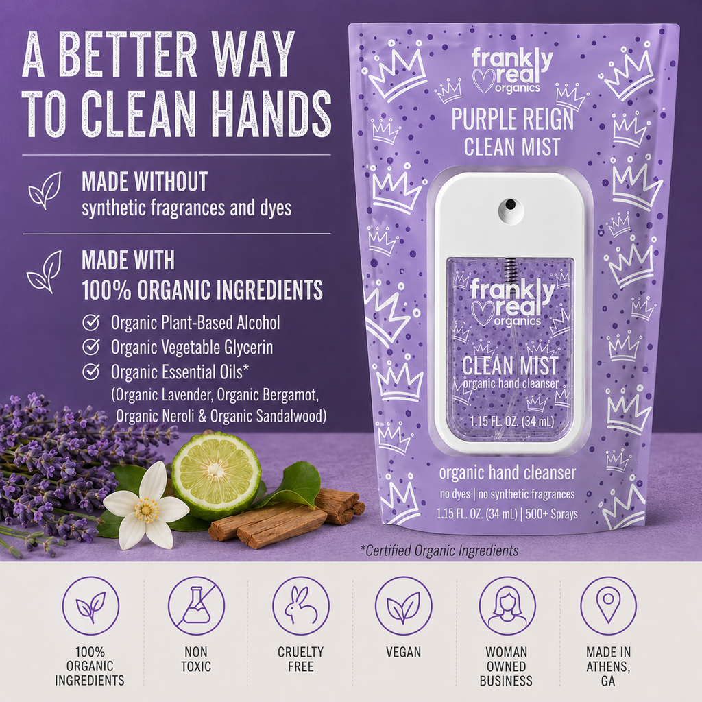Organic Hand Cleanser Spray – Lavender + Sandalwood – Purple Reign – 34 mL | Clean Mist™