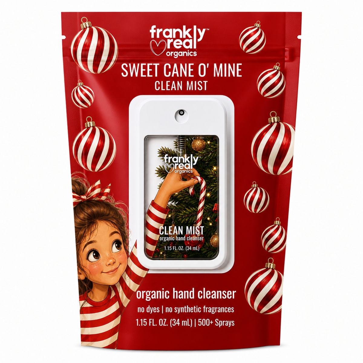 Organic Hand Cleanser Spray – Peppermint + Cinnamon - Sweet Cane O Mine – 34 mL | Clean Mist™