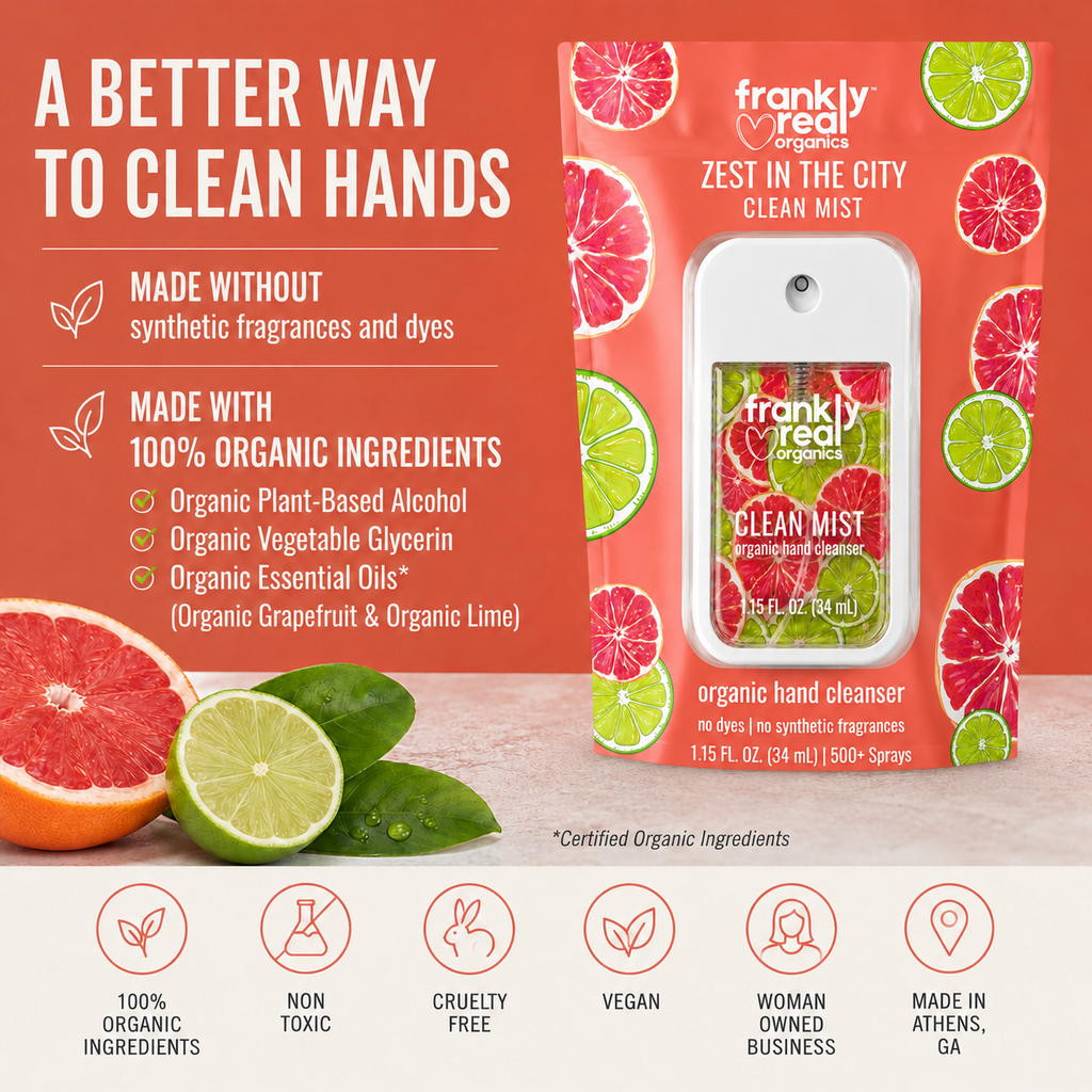 Organic Hand Cleanser Spray – Grapefruit & Lime – Zest in the City – 30 mL | Clean Mist™